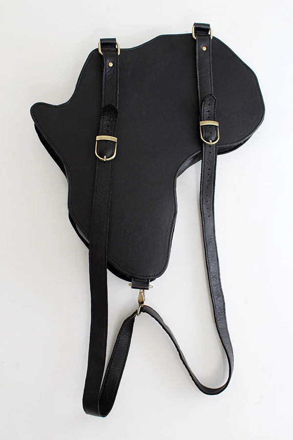 Africa Bag / Backpack- Black Leather (Large).. - Image 8