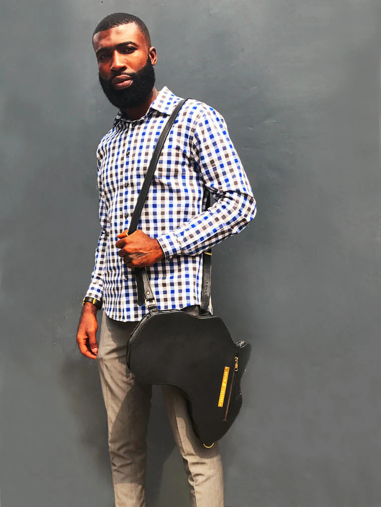 Africa Bag / Backpack - Black Leather (Large) - Image 3
