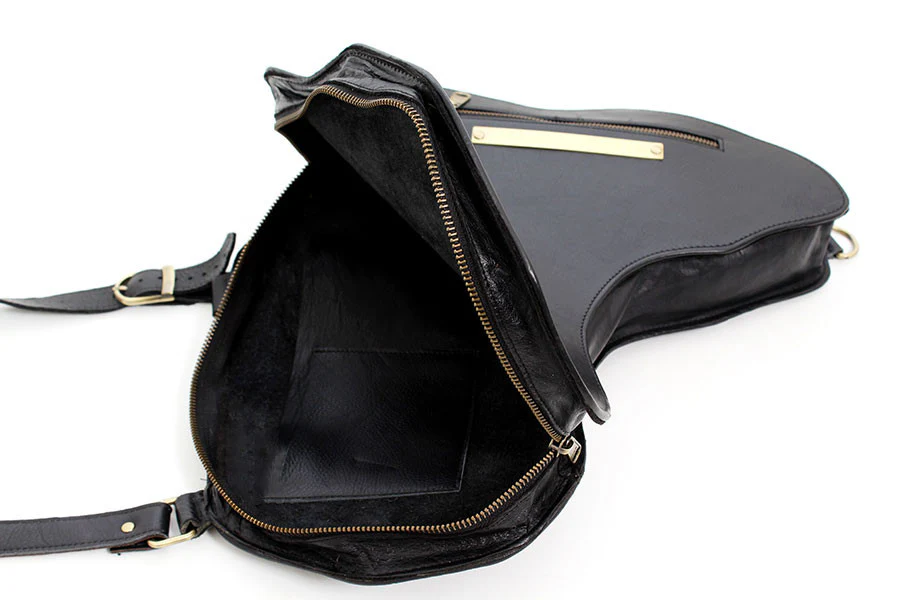 Africa Bag / Backpack - Black Leather (Large) - Image 8
